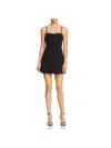 French Connection Whisper Light Womens Pleated Adjustable Strap Mini Dress In Blackout