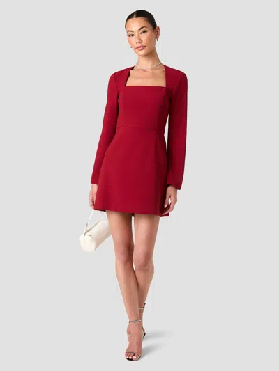 French Connection Whisper Long Sleeve Mini Dress In Cranberry Glaze