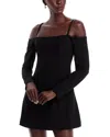 French Connection Whisper Cold Shoulder Long Sleeve Minidress In Black