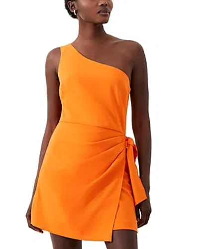 French Connection Whisper One Shoulder Mini Dress In Persimmon