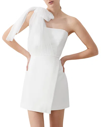 French Connection Whisper One Shoulder Tulle Bow Dress In Summer White