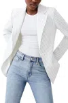 French Connection Whisper Pinstripe Blazer In Summer White/marine In White