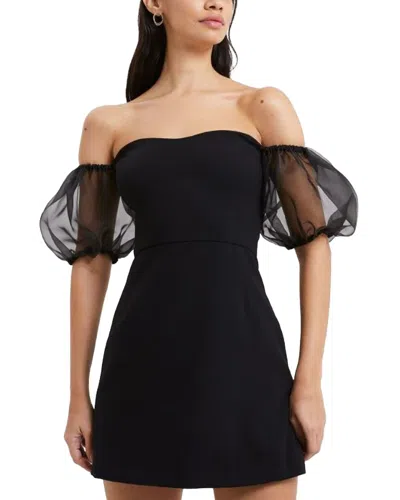 French Connection Whisper Puff Organza Dress In Black