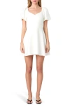French Connection Whisper Puffed Sleeve Mini Dress In Summer White