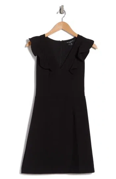 French Connection Whisper Ruffle Cap Sleeve A-line Minidress In Black
