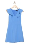 French Connection Whisper Ruffle Cap Sleeve A-line Minidress In Chalk Blue