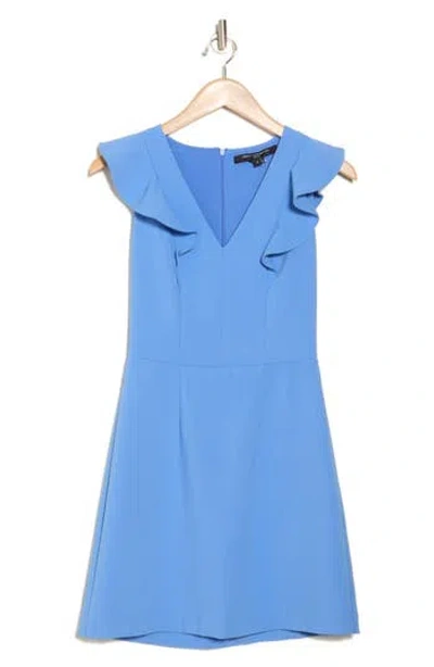 French Connection Whisper Ruffle Cap Sleeve A-line Minidress In Chalk Blue