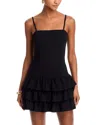 French Connection Whisper Ruffle Hem Mini Dress In Black