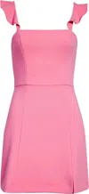 French Connection Whisper Ruffle Strap Dress In Morning Glory In Pink