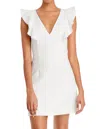 French Connection Whisper Ruffle V-neck Mini Dress In White