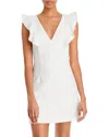 French Connection Whisper Ruffle V-neck Mini Dress In Summer White
