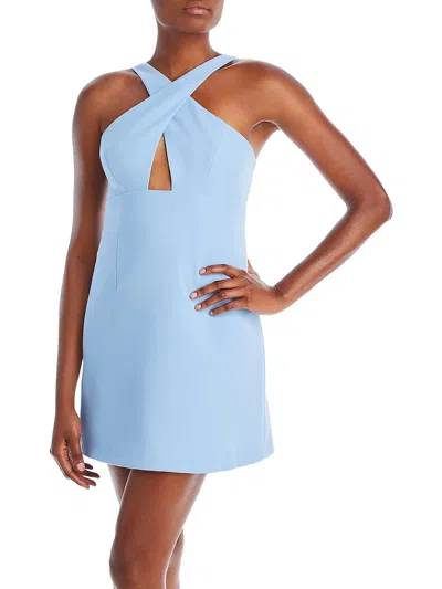 French Connection Whisper Ruth Womens Crossover Cut-out Mini Dress In Blue