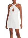 French Connection Whisper Ruth Womens Crossover Cut-out Mini Dress In White