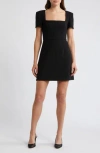 French Connection Whisper Short Sleeve Mini Dress In Blackout