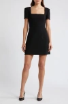 French Connection Whisper Short Sleeve Mini Dress In Blackout