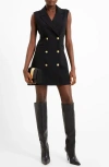 French Connection Whisper Sleeveless Blazer Minidress In Blackout