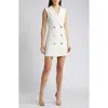 French Connection Whisper Sleeveless Tux Mini Dress In Summer White