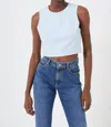 French Connection Whisper Sleeveless Crop Top In Light Dream Blue In Blue