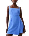 French Connection Whisper Faux Wrap Minidress In Baja Blue