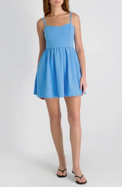 French Connection Whisper Multi Seam Strappy Mini Dress In Blue