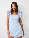 French Connection Whisper Sleeveless Ruffle Shoulder Dress  Dresses In Blue
