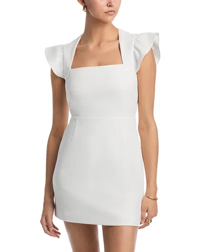 French Connection Whisper Square Neck Flutter Sleeve Mini Dress In White