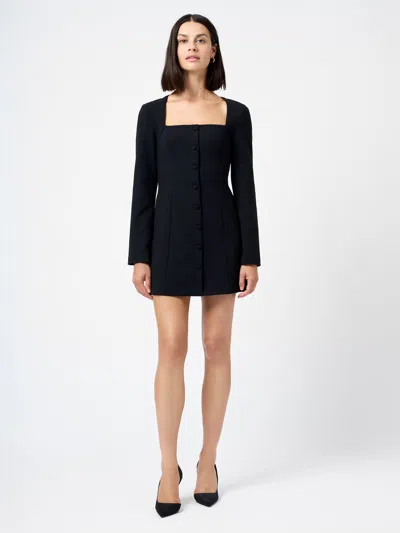 French Connection Whisper Square Neck Long Sleeve Mini Dress  Dresses In Black