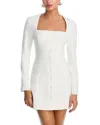 French Connection Whisper Square Neck Long Sleeve Mini Dress In White