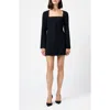 French Connection Whisper Square Neck Long Sleeve Sheath Minidress In Black