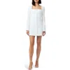French Connection Whisper Square Neck Long Sleeve Sheath Minidress In White