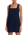 French Connection Whisper Square Neck Mini Dress In Blue