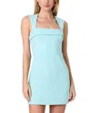 French Connection Whisper Square Neck Mini Dress In Pastel Turquoise