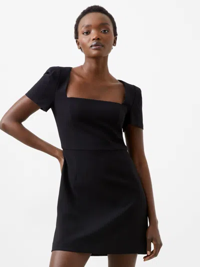 French Connection Whisper Square Neck Short Sleeve Dress  Dresses In Black