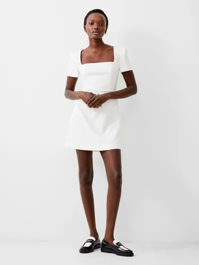 French Connection Womens Above Knee Square Neckline Mini Dress In White