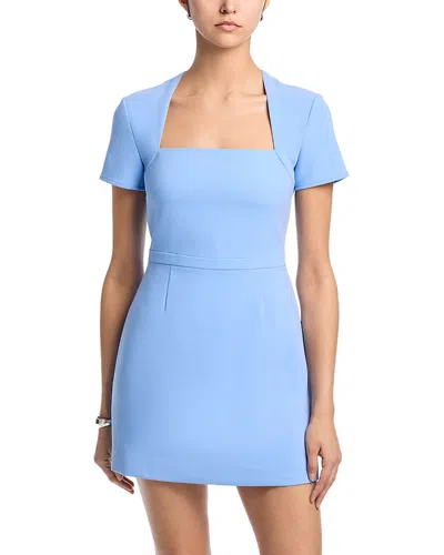 French Connection Whisper Square Neck Short Sleeve Mini Dress In Blue
