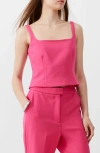 French Connection Whisper Sleeveless Fitted Top In Raspberry Sorbet