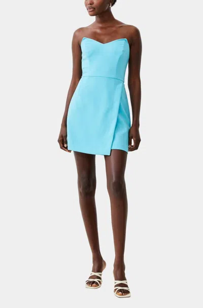 French Connection Whisper Strapless Envelope Dress In Blue Kapow