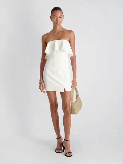 French Connection Whisper Strapless Frill Mini Dress In White