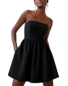 French Connection Whisper Strapless Mini Dress In Blackout