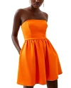 French Connection Whisper Strapless Mini Dress In Gold