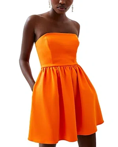 French Connection Whisper Strapless Mini Dress In Persimmon