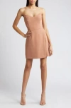 French Connection Whisper Strapless Minidress In Brown