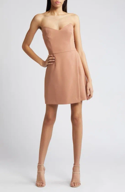 French Connection Whisper Strapless Minidress In 24-mocha Mousse