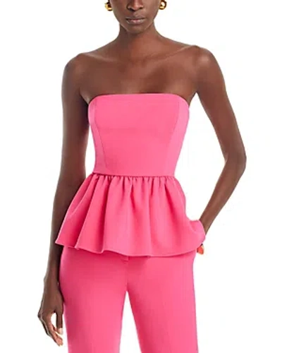 French Connection Whisper Strapless Peplum Top In Raspberry