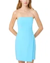 French Connection Whisper Strapless Slit Mini Dress In Blue