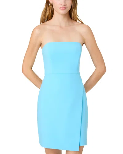 French Connection Whisper Strapless Slit Mini Dress In Blue