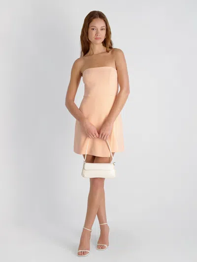 French Connection Whisper Strapless Slit Mini Dress In Neutral