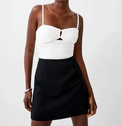 French Connection Whisper Strappy Tulle Dress In Black And White In Black/summer White