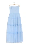 French Connection Whisper Strappy Tulle Maxi Dress In Cashmere Blue