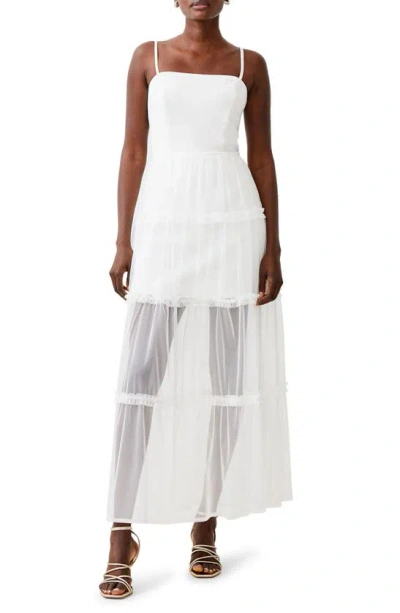 French Connection Whisper Tiered Ruffled Dress In Summer White